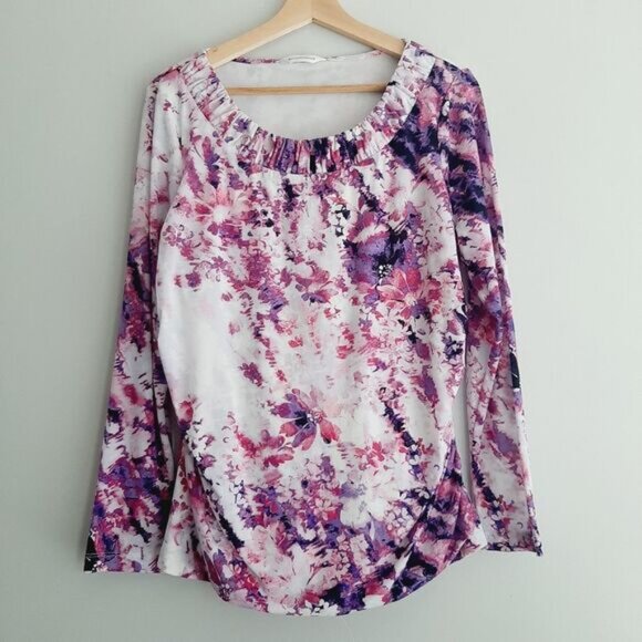 NORTHERN REFLECTIONS | Scoop Neck Stretch Top Abstract Purple & Pink Sz M - Picture 10 of 10